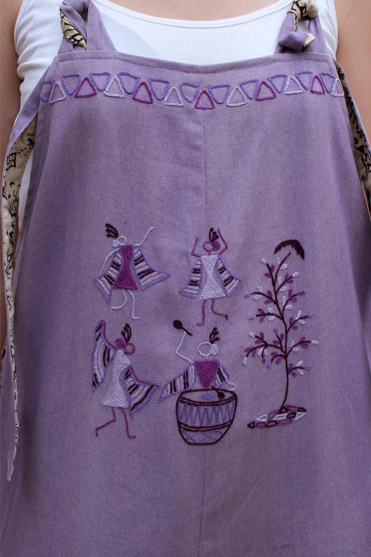 Organic Warli Art Boho Reversible Kheti Dungaree