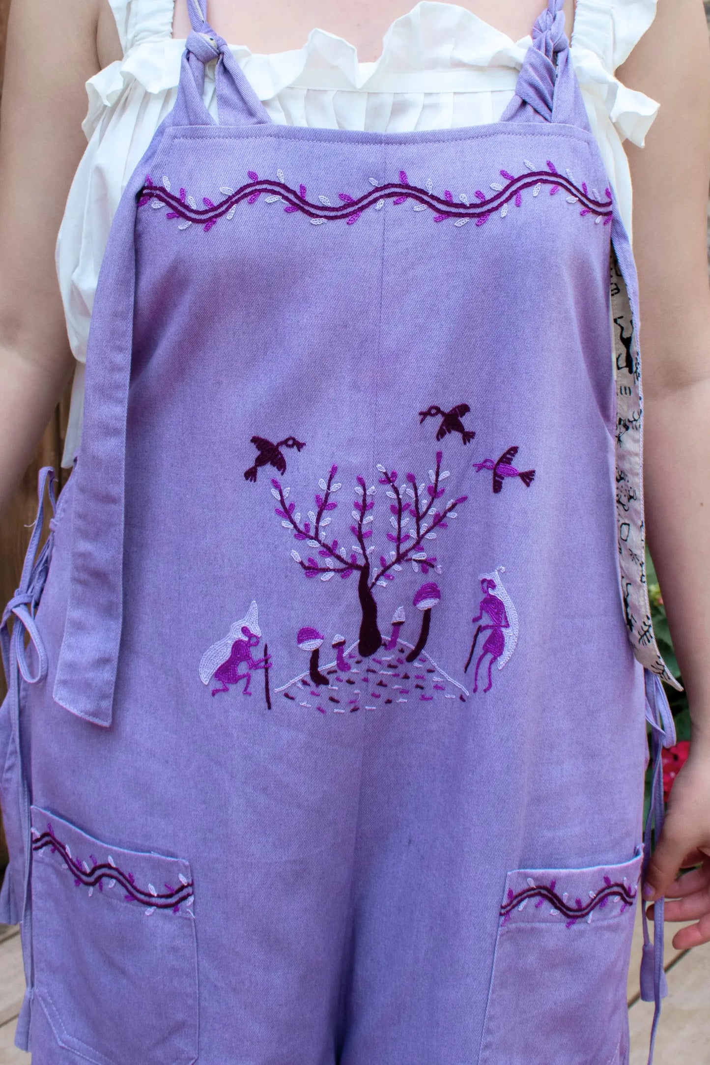 Organic Warli Art Boho Reversible Kheti Dungaree