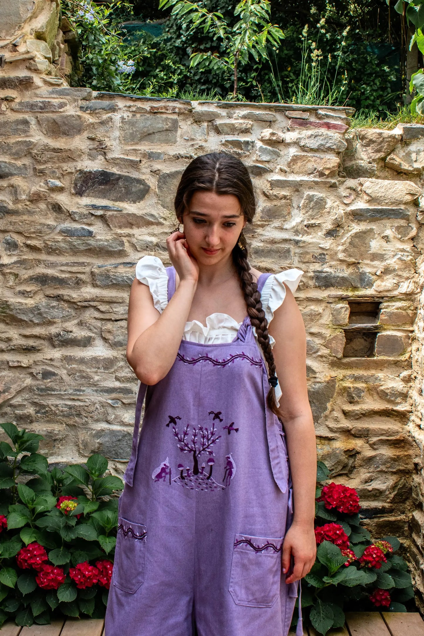 Organic Warli Art Boho Reversible Kheti Dungaree