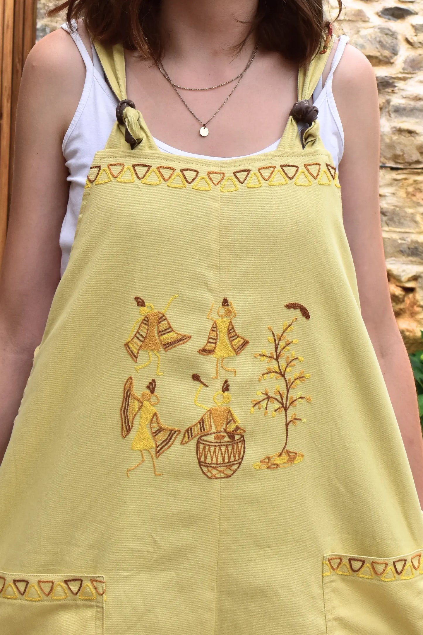 Organic Warli Tribal Art Reversible Khushi Overalls