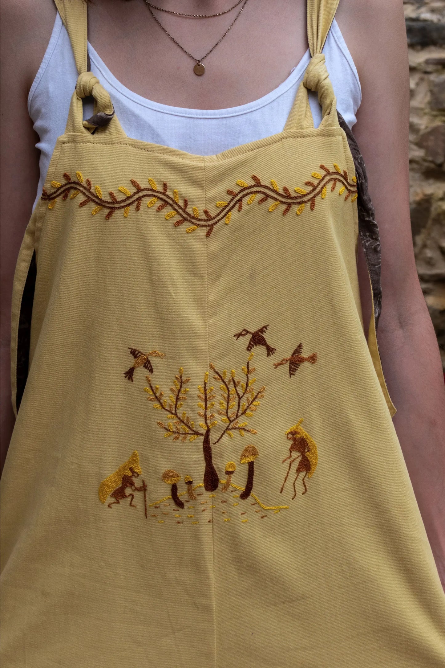 Organic Warli Art Boho Reversible Kheti Dungaree