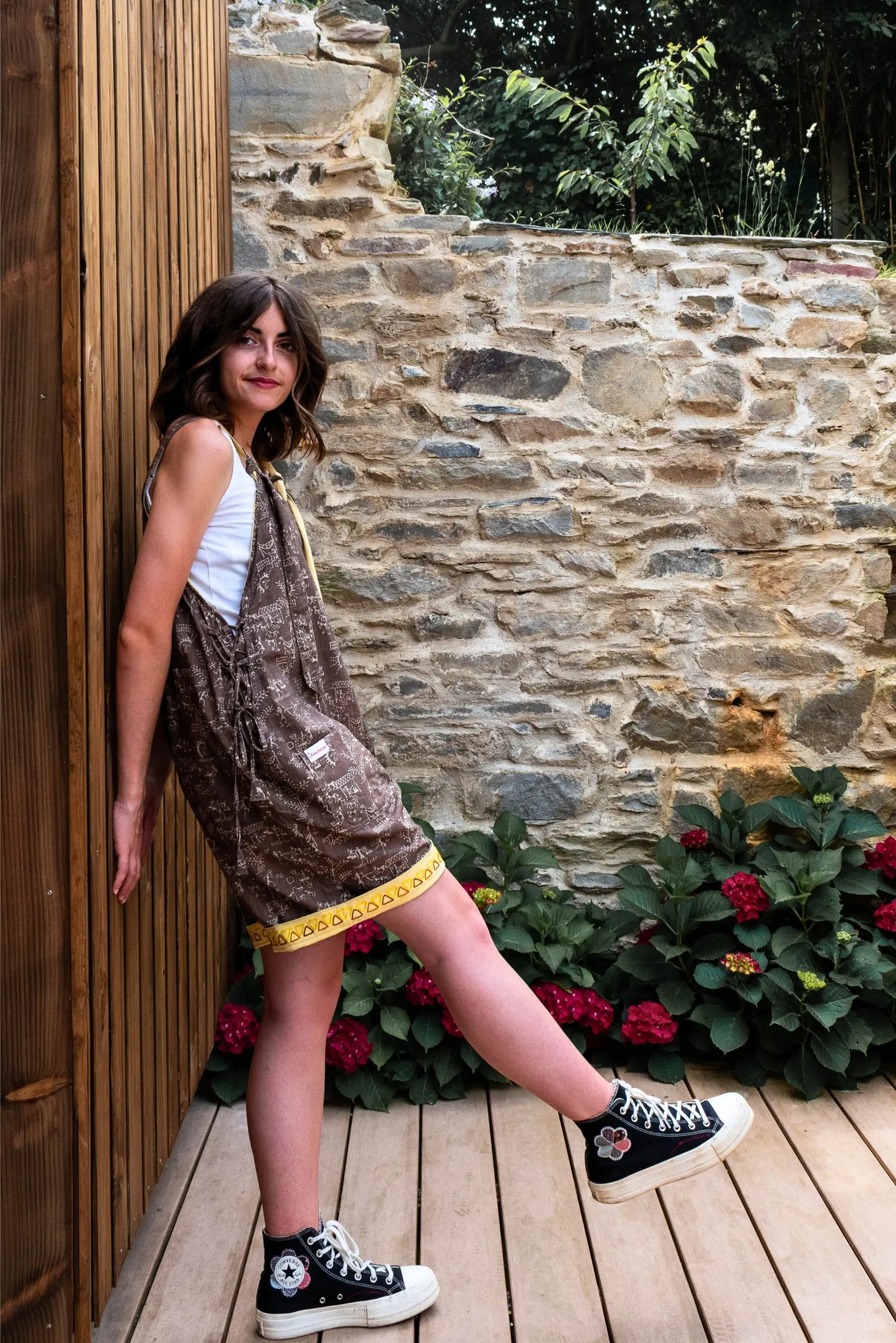 Organic Warli Art Boho Reversible Kheti Dungaree