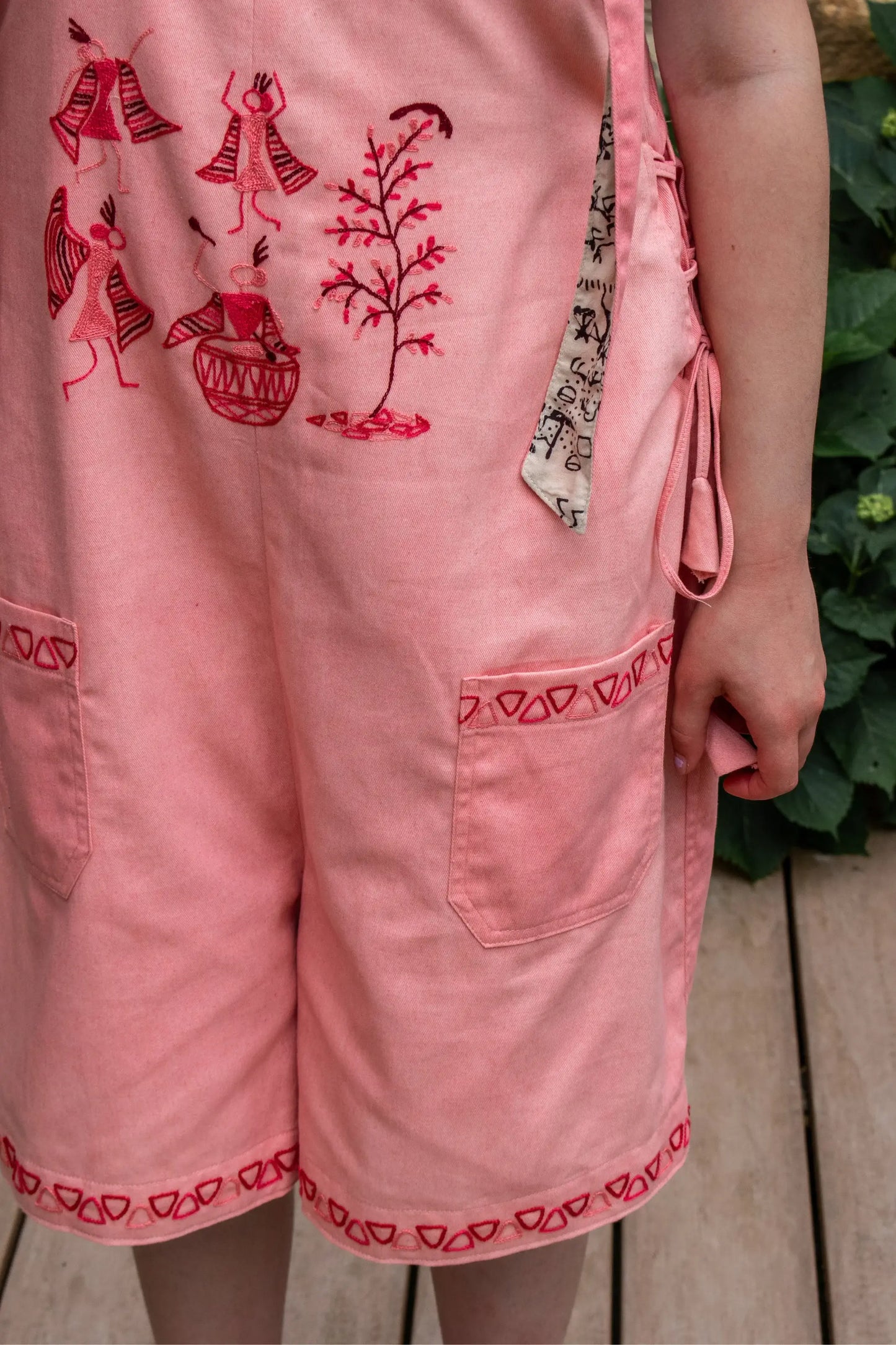 Organic Warli Art Boho Reversible Kheti Dungaree
