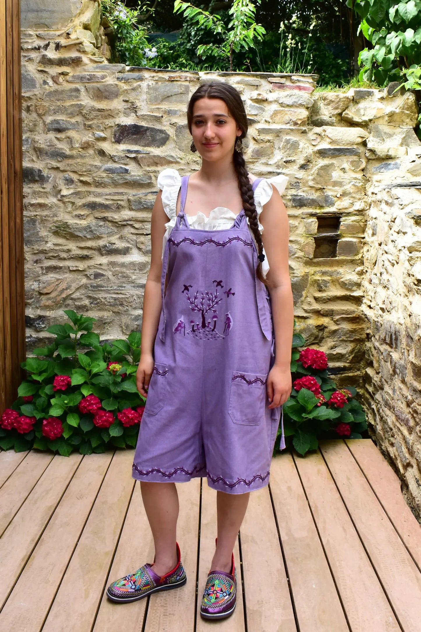 Organic Warli Art Boho Reversible Kheti Dungaree