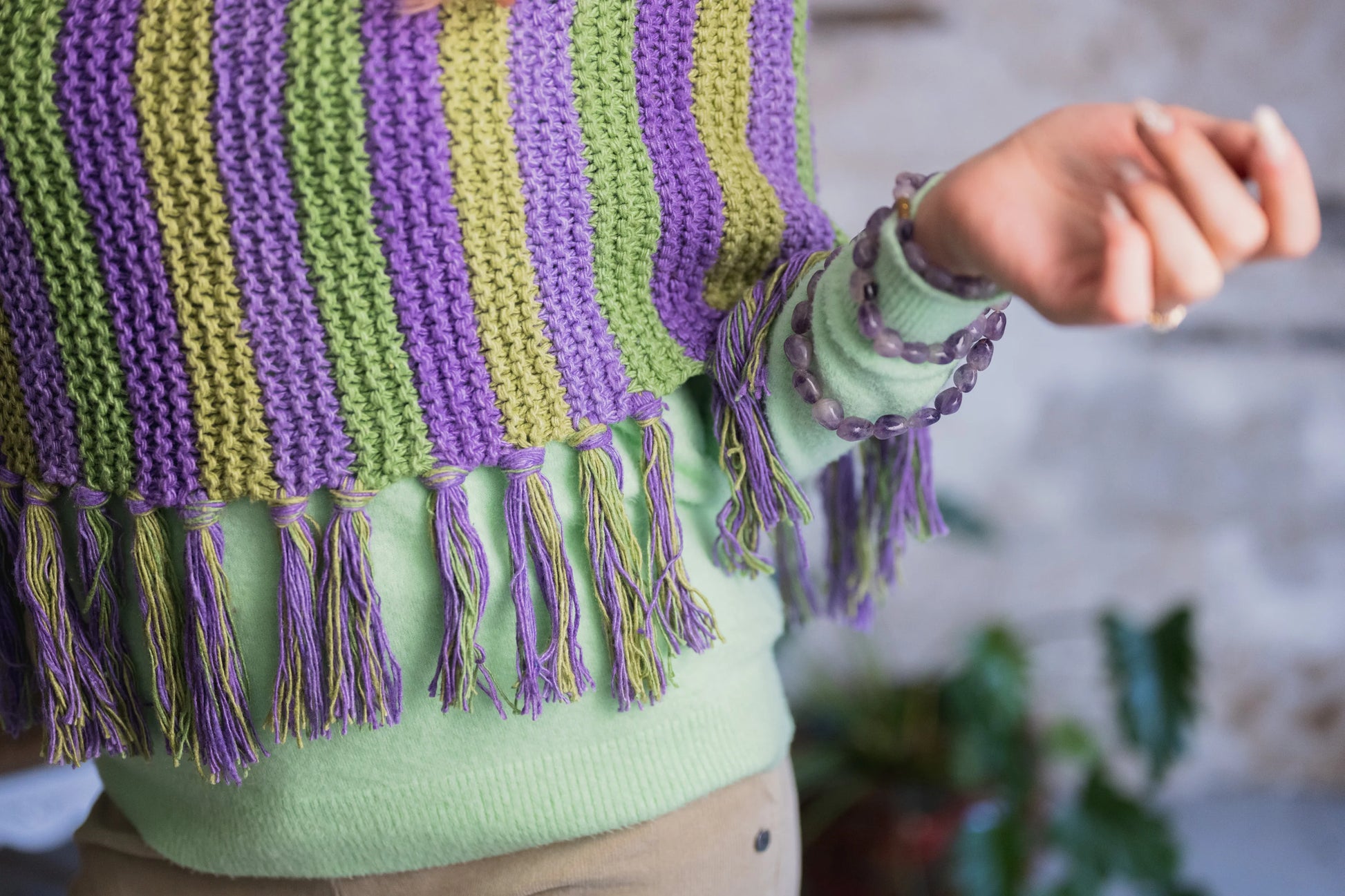 Handknit Naturally Dyed Eri Silk Snood Infinity Scarf Non Violent