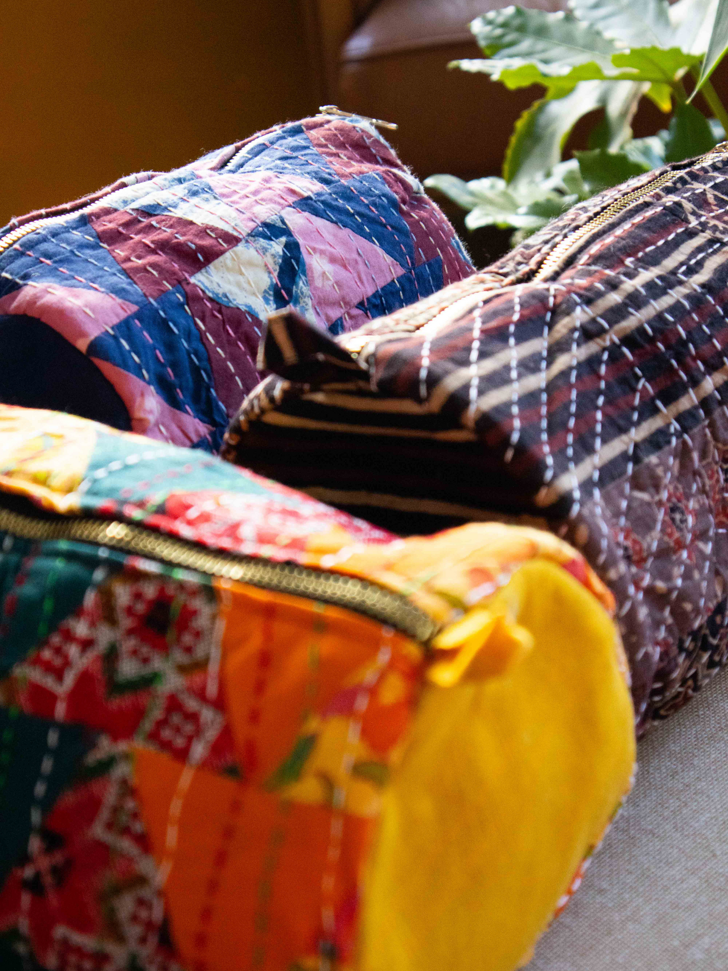 Upcycled Handmade  Kantha Travel Pouch