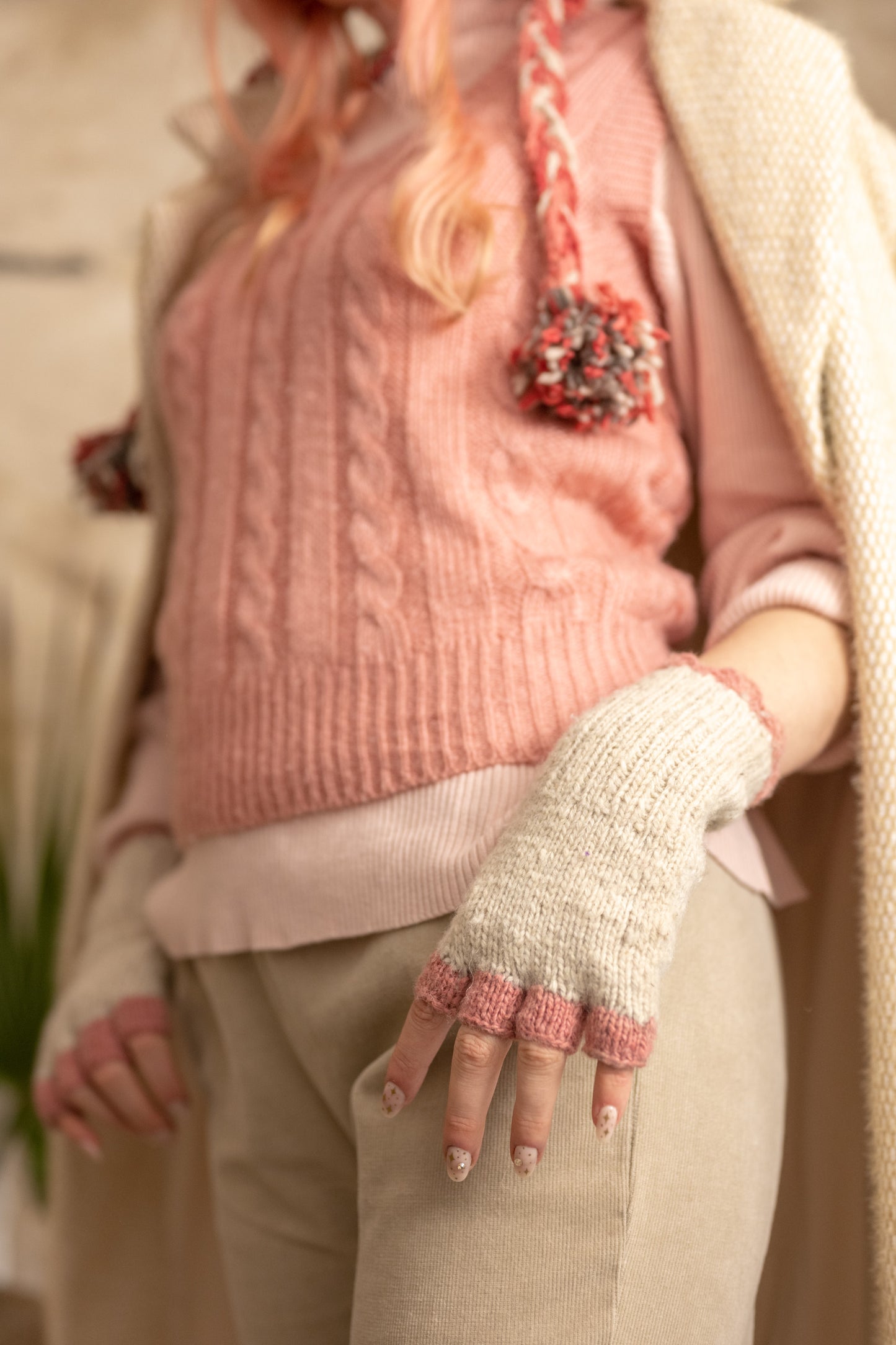 Kafal Fingerless Fringed Gloves