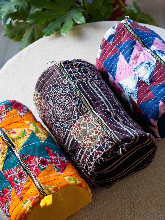 Upcycled Handmade  Kantha Travel Pouch