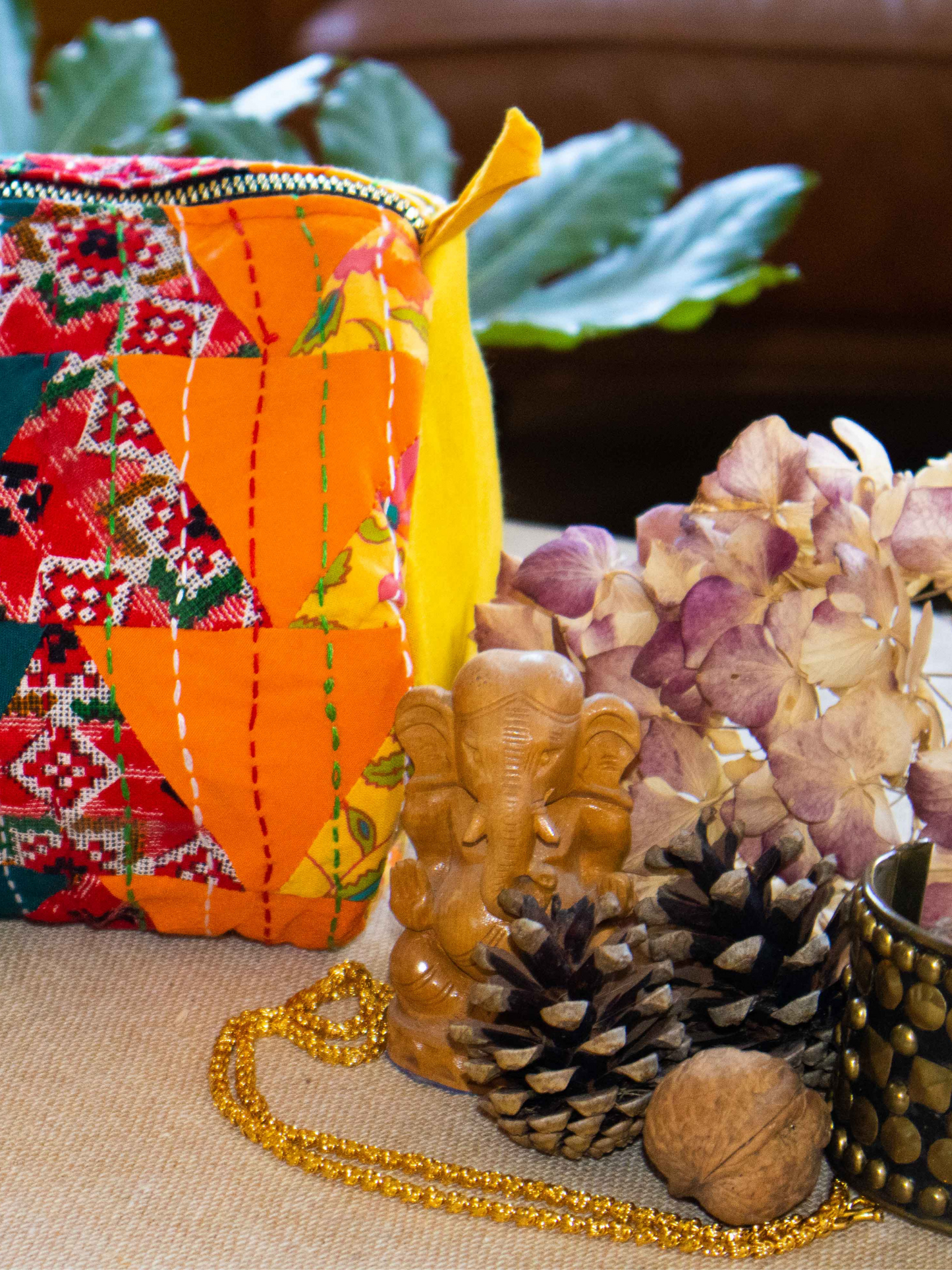 Upcycled Handmade  Kantha Travel Pouch