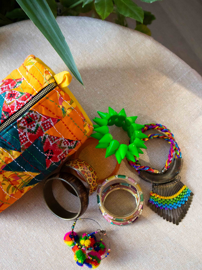 Upcycled Handmade  Kantha Travel Pouch